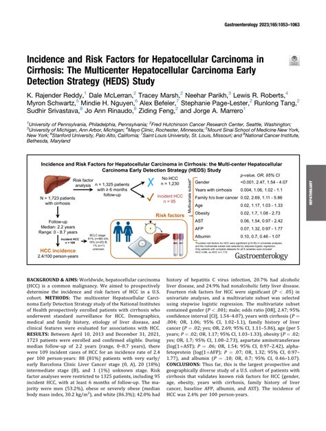 Pdf Incidence And Risk Factors For Hepatocellular Carcinoma In