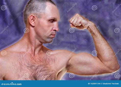 Mature Handsome Man With A Naked Torso On A White Background Stock Photo Image Of Barbershop