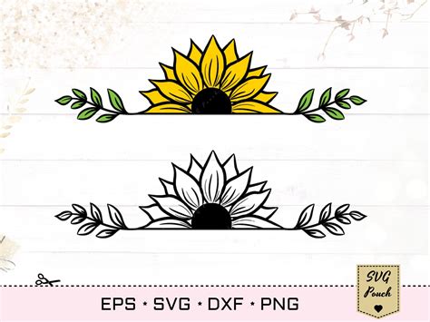 Half Sunflower Svg Border Graphic By Svgpouch Creative Fabrica