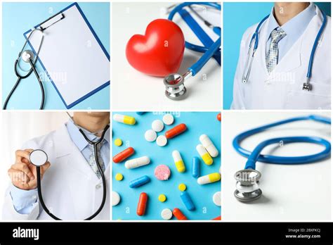 Doctor. Medicine. Collage with different medicine photos Stock Photo ...