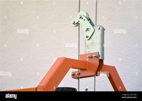 Safety Lock As Part Of Suspended Wire Rope Platform For Facade Works On