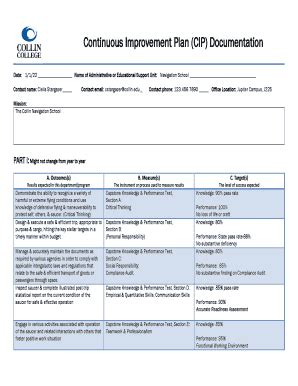 Fillable Online Inside Collin Continuous Improvement Plan Cip