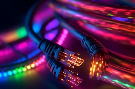 Premium AI Image | A close up of a cable with colorful lights