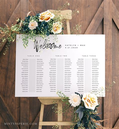 Banquet Seating Chart Template Wedding Seating Plan Etsy