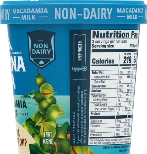 Mauna Loa Non Dairy Macadamia Milk Vanilla Chocolate Chip Frozen