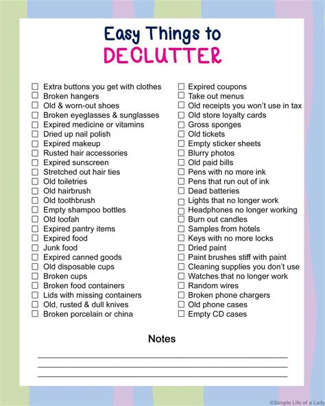 Declutter Checklist Printable