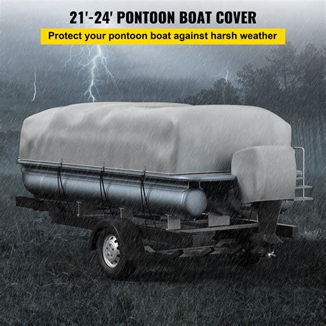 VEVOR Pontoon Boat Cover, Fit for 21'-24' Boat, Heavy Duty 600D Marine Grade Oxford Fabric, UV ...