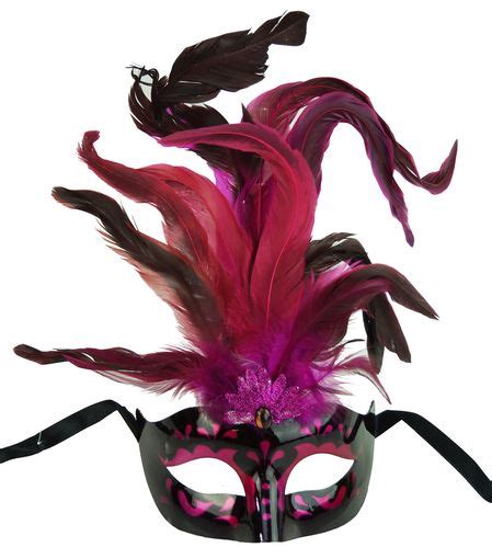 Hot Pink Masquerade Mask With Feathers