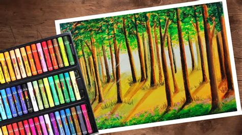 Oil Pastel Beautiful Forest Drawing