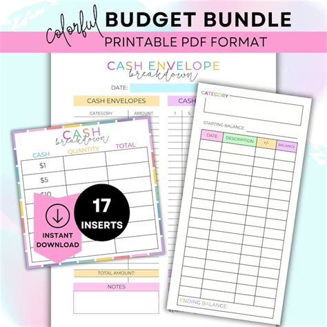 Printable Budget Breakdown Bundle Cash Envelope Breakdown Sheet