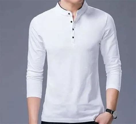 Cotton Plain Men White Full Sleeve T Shirt At Rs 220 Piece In