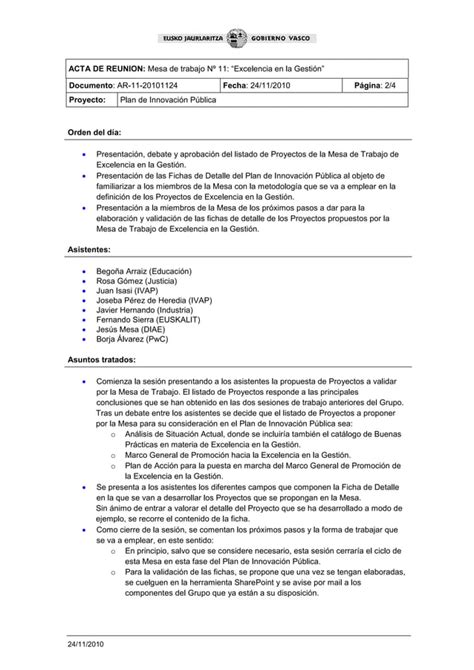 Acta De La Era Reunion Grupo De Trabajo Calidad Pdf