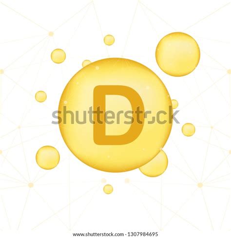 Vitamin D Gold Shining Icon Ascorbic Stock Vector Royalty Free