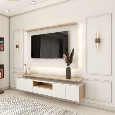 Wall Mounted Tv Cabinet With Open And Closed Storage Livspace