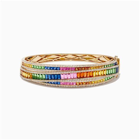 Effy Watercolors 14k Gold Multi Sapphire And Diamond Bangle