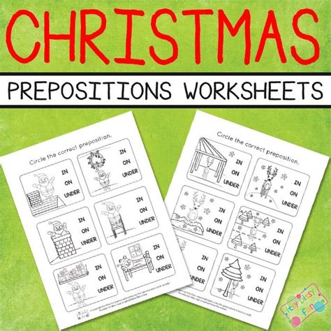 Christmas Preposition Of Place Worksheets Prepositions Preposition