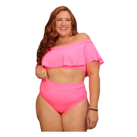 Conjunto Biquini Plus Ciganinha Babado Hot Pants Bojo Shopee Brasil