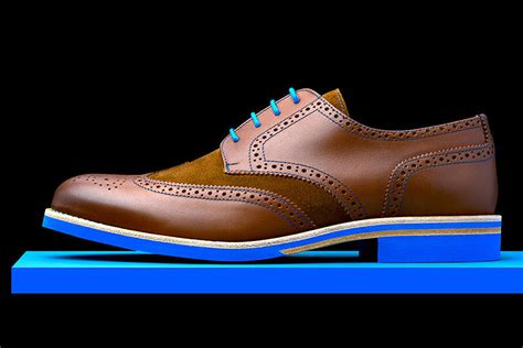 Mens Brown And Blue Leather Wingtip Dress Shoes Soxy Socks