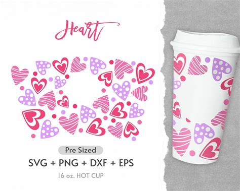 Oz Hearts Hot Cup Svg Hearts Full Wrap Svg Hearts Svg Heart Svg Love Svg Hot Cup Svg