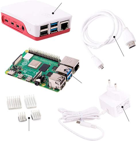 Raspberry Pi 4 4GB Starter Set 64GB Micro SD Karte USB C Netzteil