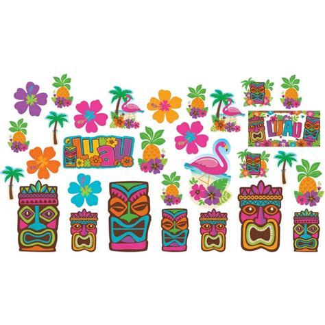 Amscan Tiki Assortment Cutouts Multicolor Assorted Sizes 30 Pcs