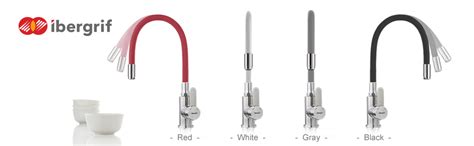 Ibergrif Grey Kitchen Tap With Universal Flexible Spout Monobloc Sink