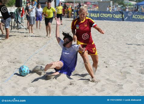 Odessa Ukraine July 25 2020 Beach Soccer Championship Among Amateur Women On Beach Soccer In