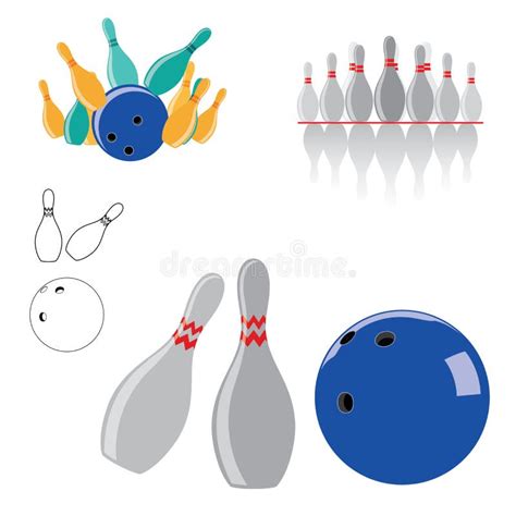 Bowling Sport Players Men And Women Pose Cartoon Graphic Vector Stock