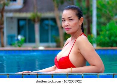 Woman Breast Sexy Portrait Red Bikini Stock Photo Shutterstock