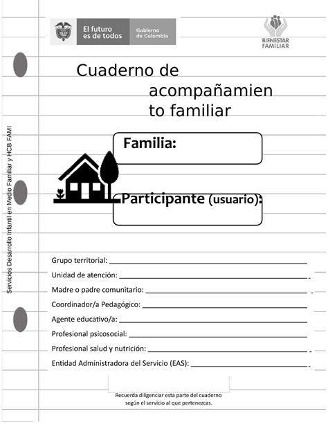 Cuaderno De Acompanamiento Familiar Dimf Fami Cuaderno De