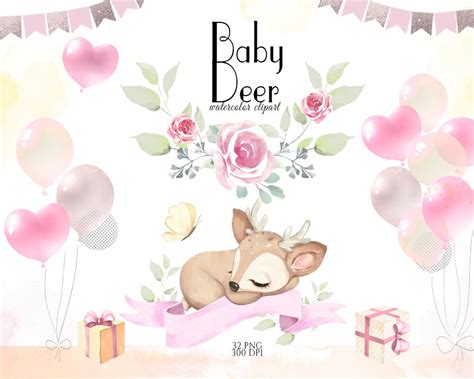 Cute Deer Girl Baby Deer Clipart Little Animals Watercolor Etsy Uk