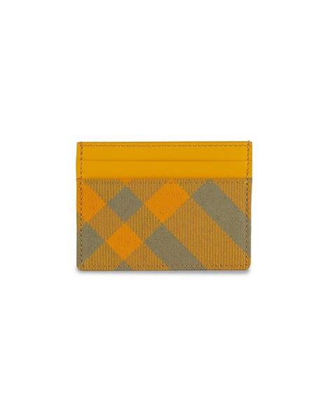 Burberry Sandon Check Card Holder In Yellow For Men Lyst