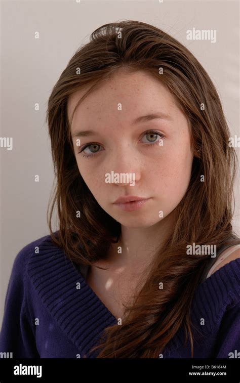 Portrait Of A Teenage Girl With Long Brunette Hair Stock Photo Alamy