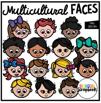 Multicultural Kids Faces Clipart - Bilingual Scrapbook by Bilingual ...