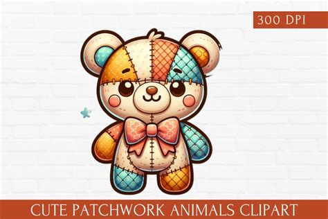 Cute Patchwork Animals Clipart, Patchwork png