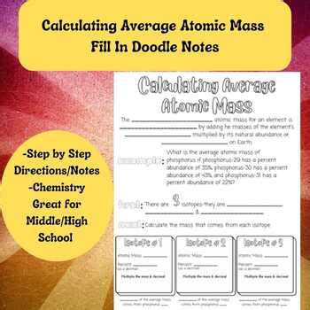 Calculating Average Atomic Mass Doodle Notes Chemistry Middle High School