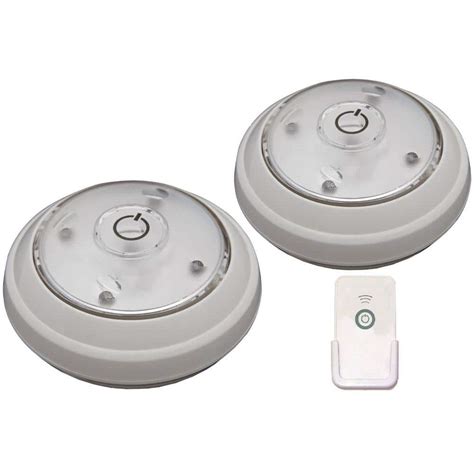 Rite Lite Led White Puck Light With Remote 2 Pack Lpl622wrc The