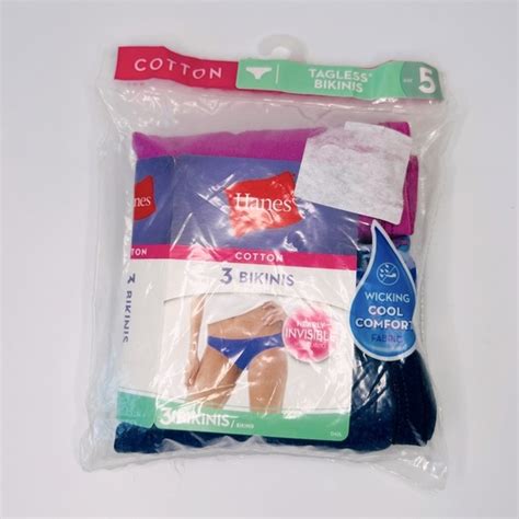 Hanes Intimates Sleepwear Hanes Set Of Tagless Invisible Waistband Bikini Panties Small