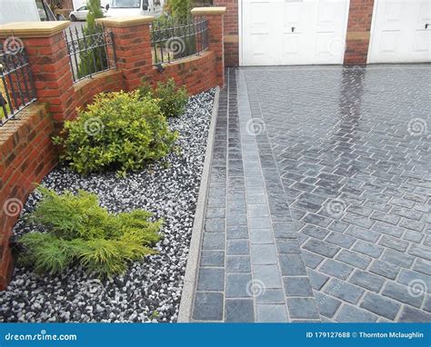 Driveway block paving stock photo. Image of flooring - 179127688