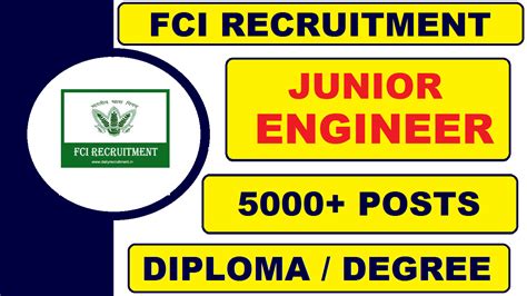 FCI Junior Engineer Recruitment 2022 L 5000 Posts L Freshers L