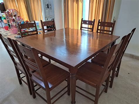 8 Seater Square Dining Table with 8 Chairs (Square Table + Chairs ...