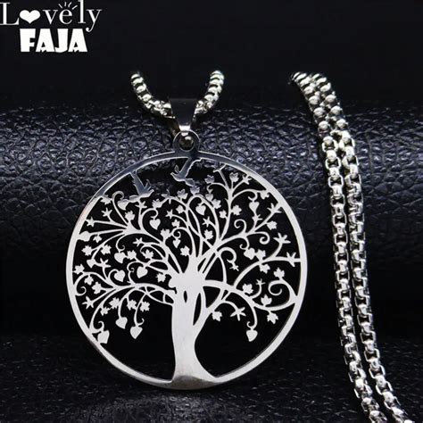 Tree Of Life Stainless Steel Necklaces Pendants Silver Color Necklaces