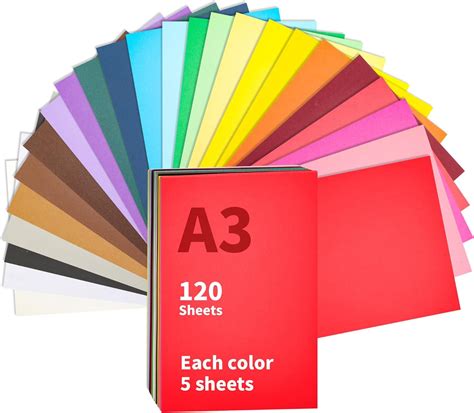 Amazon.com : souG Heavy Colored Cardstock, 120 sheets Colored Paper, A3 ...