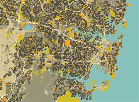 Detailed vector map of Sydney, Australia Vintage Colors. 7005690 Vector ...