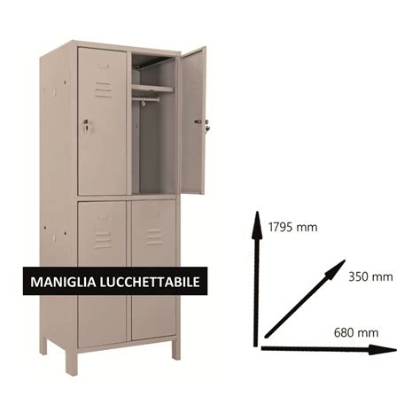 Armadio Spogliatoio Monoblocco L 68 X P 35 X H 179 5 Cm Grigio Leroy