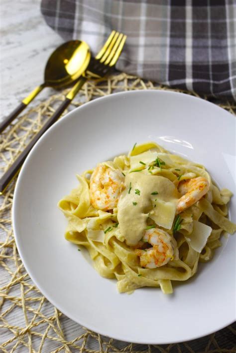 Pasta Con Salsa De Gambas O Langostinos Cremosa Y Sin Lactosa