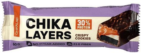 Батончик без сахара Chikalab layers Хрустящее печенье с двойным ...