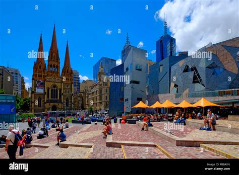 Federation Square Melbourne Australia Victoria Coastal Capital Stock