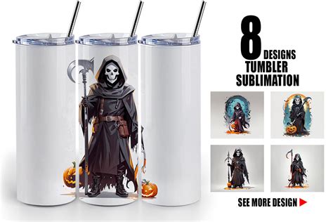 Tumbler Halloween Grim Reaper Graphic By Artnoy Creative Fabrica