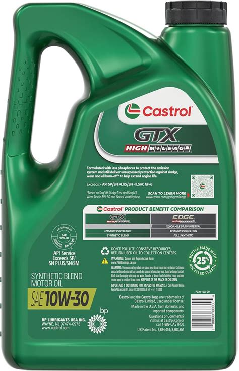 Aceite De Motor De Mezcla Sint Tica Castrol Gtx De Alto Kilometraje